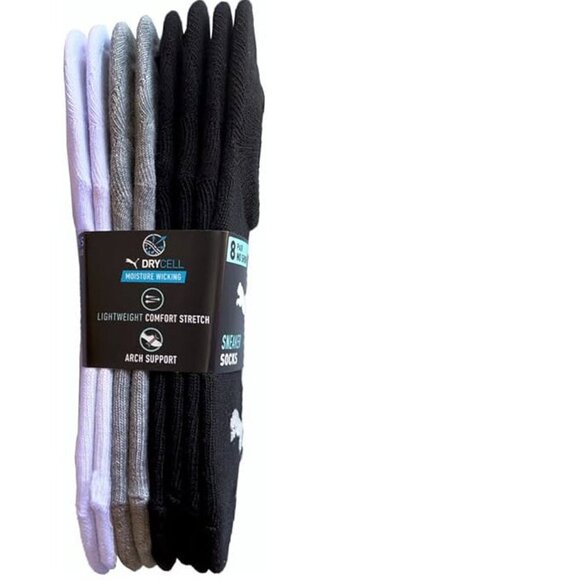 NWT - PUMA Women's Sneaker Liner Socks, 8 pair, Assorted Colors, Fits 5-9.5 - Picture 1 of 4